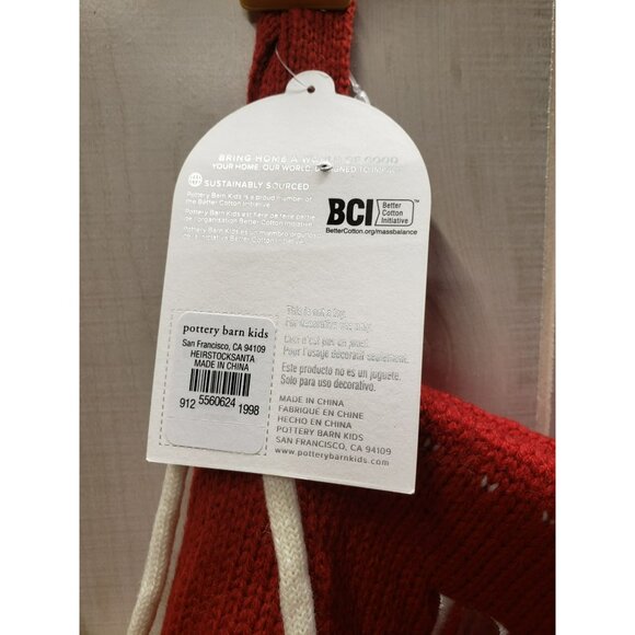Pottery Barn Kids Heirloom Knit Stocking, Santa, DAD Monogram, Wht Pompoms, NWT - Picture 3 of 9